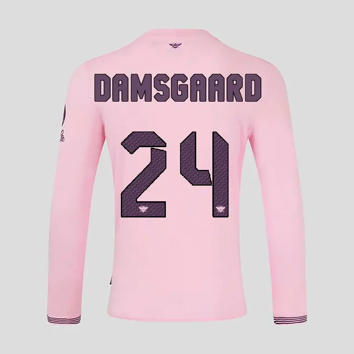 Brentford Adult  Away Shirt L/S 24/25 DAMSGAARD 24-2425/4383-2400336-MIKKEL DAMSGAARD 24 Collection - Brentford Football Shirts & Shoes