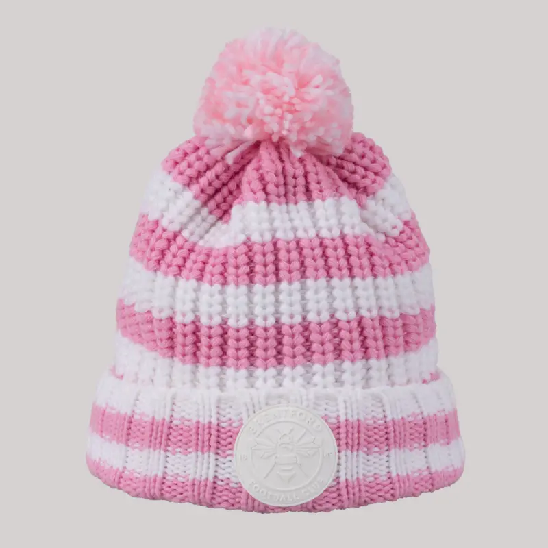 Brentford Crest Chunky Stripe Beanie 24 Collection - Brentford Football Shirts & Shoes
