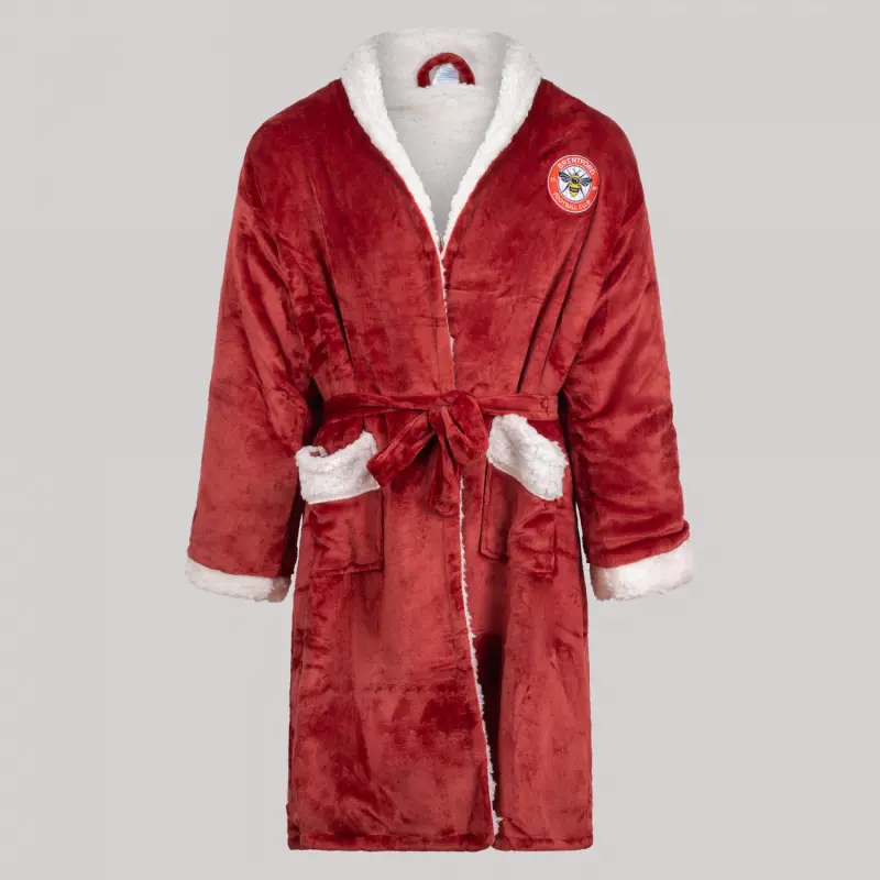 Brentford Crest Unisex Sherpa Dressing Gown-2500264 Collection - Brentford Football Shirts & Shoes