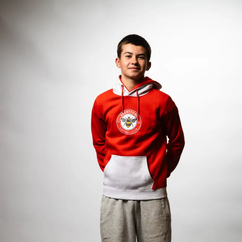 Brentford Junior Crest Cord Hoody-2300008 Collection - Brentford Football Shirts & Shoes