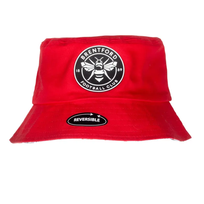 Brentford Junior Multi Text Reversible Bucket Hat Collection - Brentford Football Shirts & Shoes