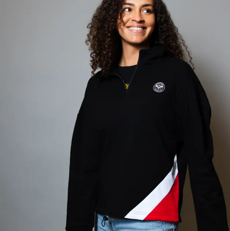Brentford Womens Crest Cropped 1/4 Zip Hoody-2400019 Collection - Brentford Football Shirts & Shoes