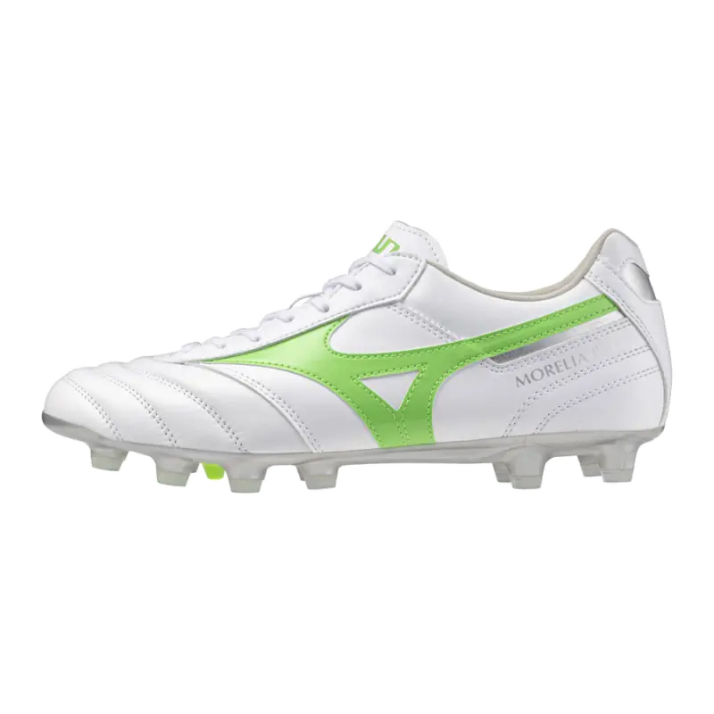 Mizuno MORELIA II PRO White/Neon Green/Galaxy Silver-P1GA251337 Collection - Brentford Football Shirts & Shoes Mizuno MORELIA II PRO White/Neon Green/Galaxy Silver-P1GA251337 Collection - Brentford Football Shirts & Shoes
